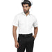 Men's Merchant Navy half sleeve white shirt with flaps and double pockets, perfect for uniforms and professional wear.