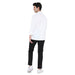 Back view of a man in a classic full sleeve chef coat paired with black pants, showcasing the design and fit.