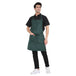 Man wearing a dark green classic kitchen apron with pockets and adjustable neck strap, ideal for cooking and multiple uses.