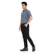 Men's half sleeve shirt in blue, ideal for service industry staff, featuring a slim fit and durable fabrics.