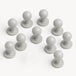 Set of ten removable mushroom buttons for chef coats in light gray color, customizable and durable for kitchen use.