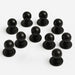 Set of 10 black mushroom buttons for chef coats, featuring a sleek design and easy removal for customization.