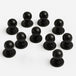 Set of 10 black mushroom buttons for chef coats, featuring a sleek design and easy removal for customization.