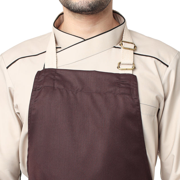 UWEARS BROWN KITCHEN APRON WITH COTTON CANVAS STRAP