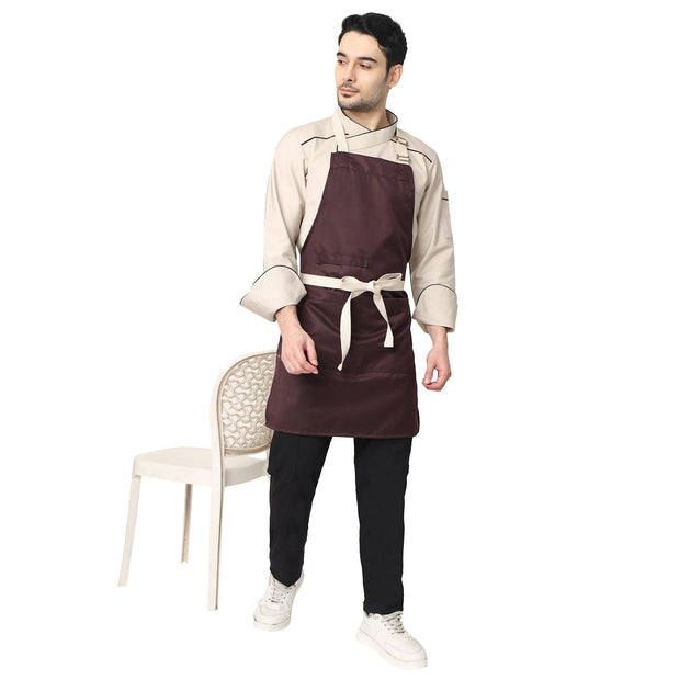 UWEARS BROWN KITCHEN APRON WITH COTTON CANVAS STRAP WITH ADJUSTMENT BUCKLE