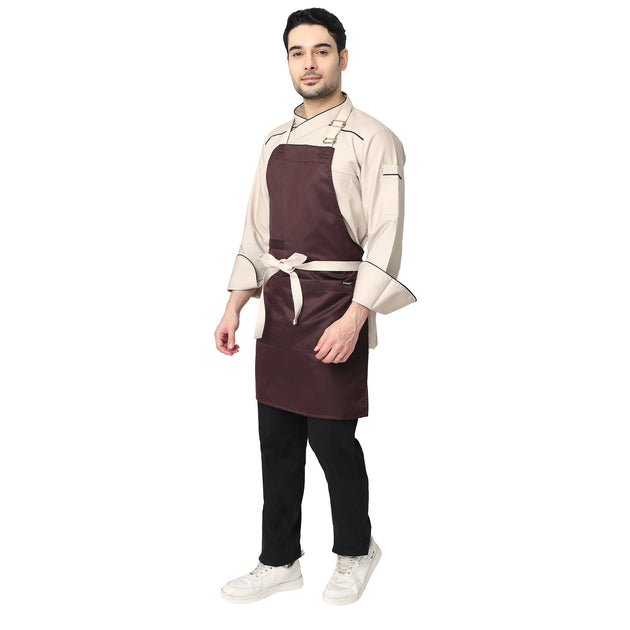UWEARS BROWN KITCHEN APRON WITH COTTON CANVAS STRAP WITH ADJUSTMENT BUCKLE
