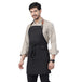 UWEARS CLASSIC BLACK KITCHEN APRON WITH BROWN LEATHER STRAP WITH ADJUSTMENT LOOP/BUCKLE