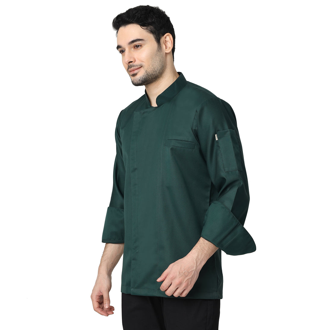 UWEARS DARK GREEN ZIPPER CHEF COAT