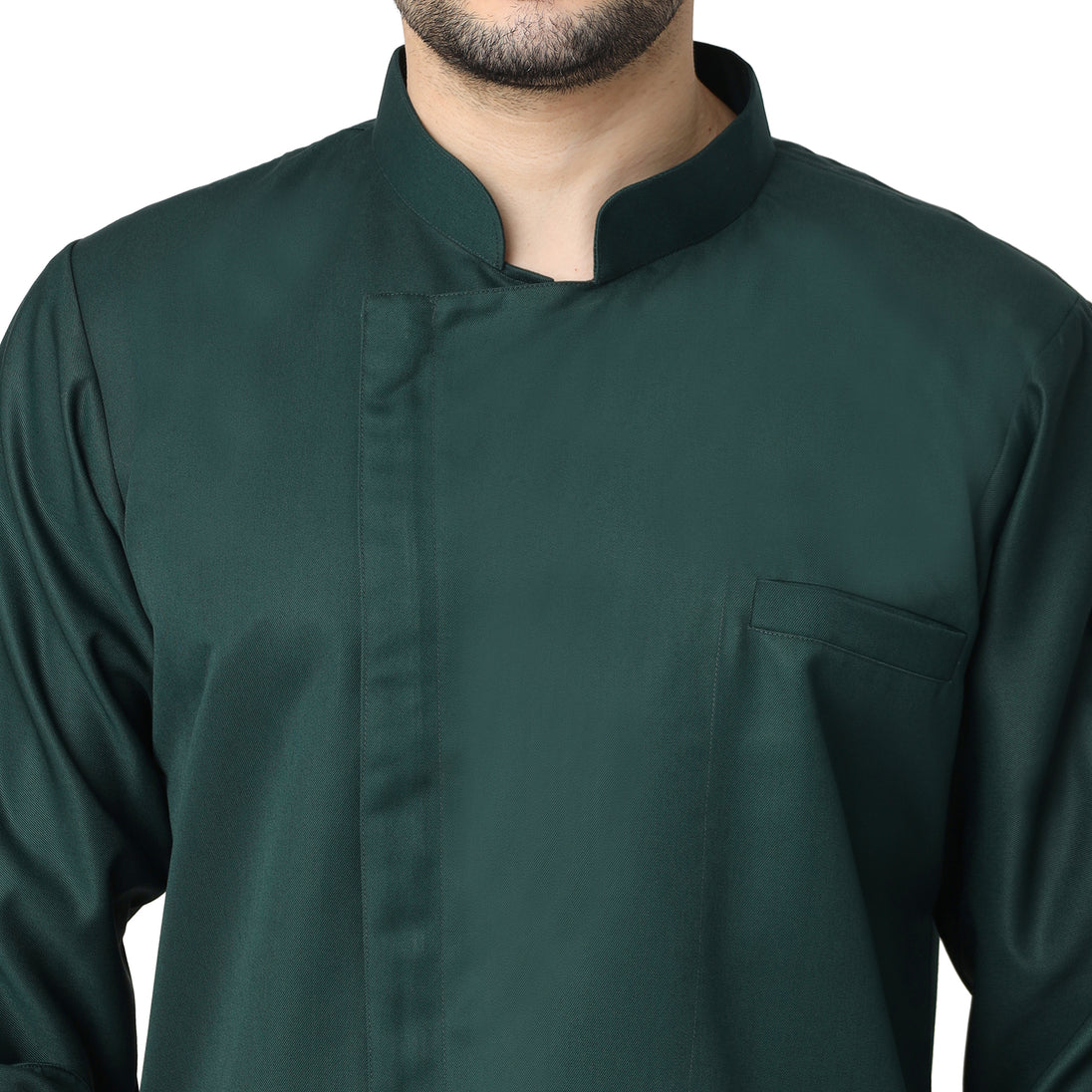UWEARS DARK GREEN ZIPPER CHEF COAT