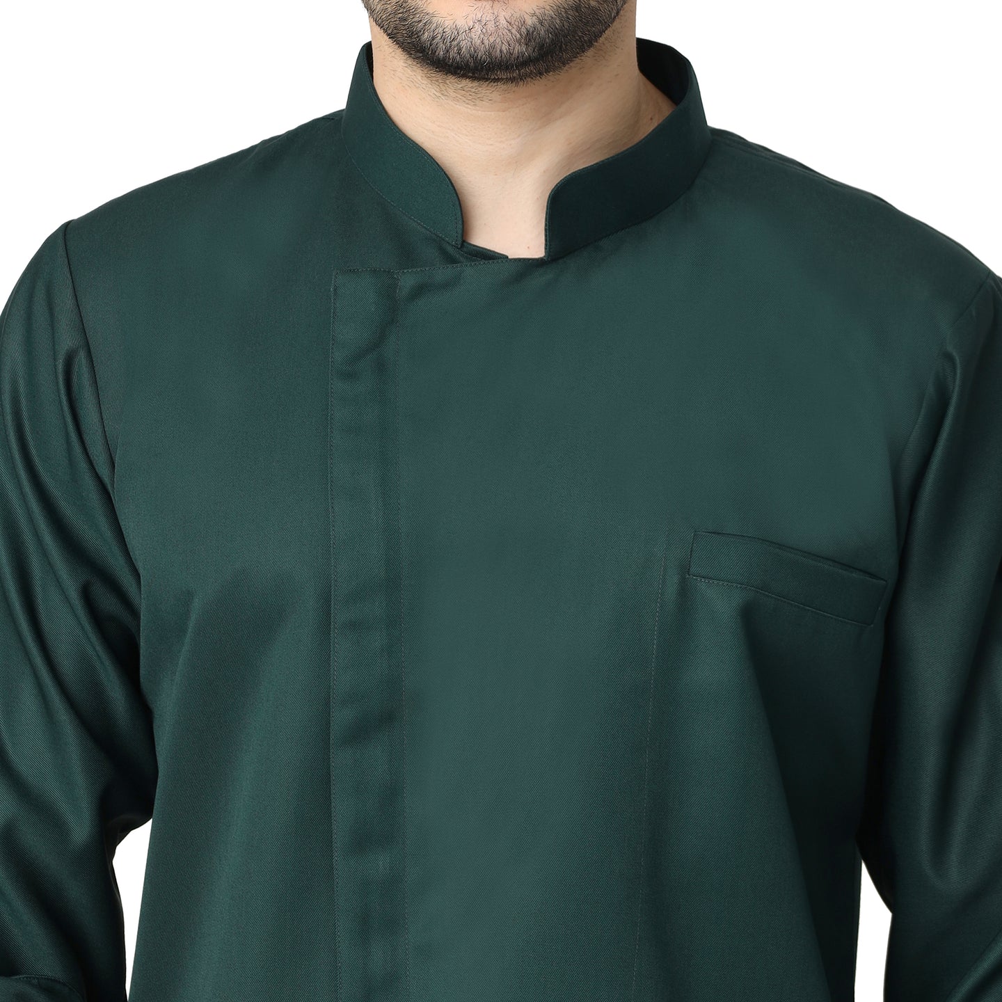 UWEARS DARK GREEN ZIPPER CHEF COAT