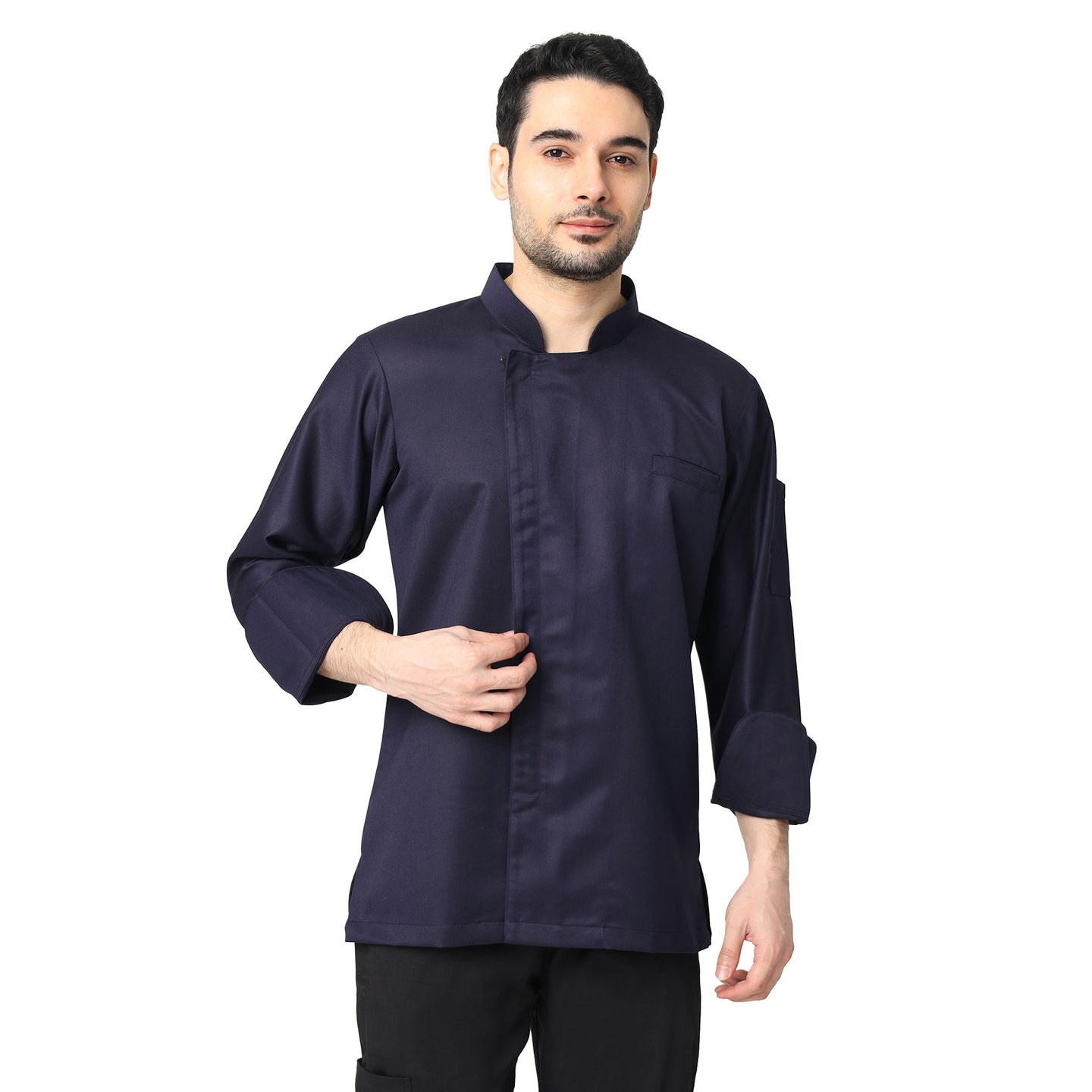 UWEARS NAVY BLUE ZIPPER CHEF COAT