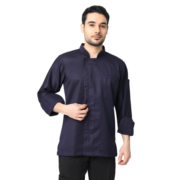 UWEARS NAVY BLUE ZIPPER CHEF COAT