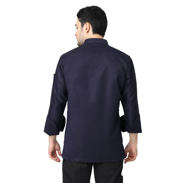 UWEARS NAVY BLUE ZIPPER CHEF COAT