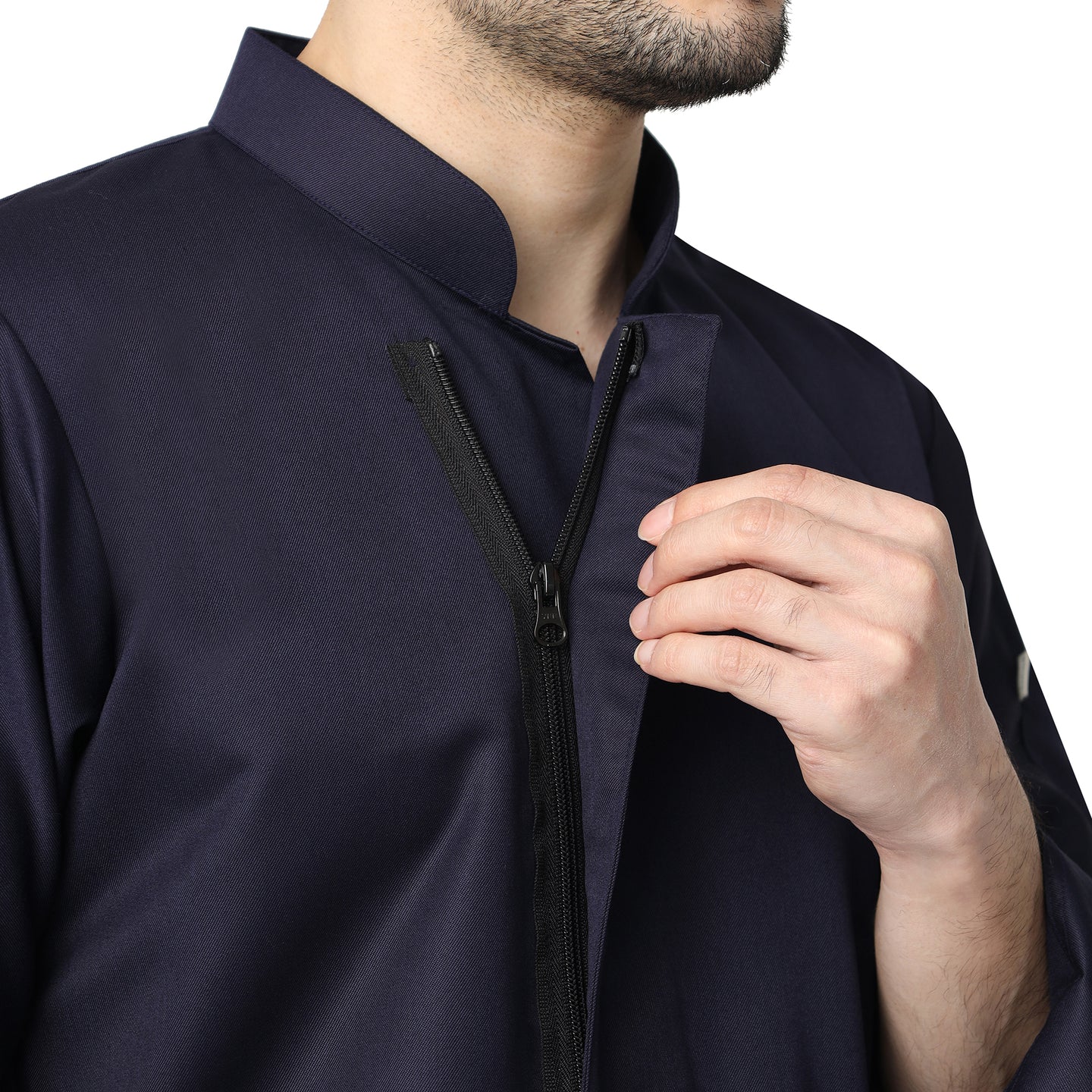 UWEARS NAVY BLUE ZIPPER CHEF COAT