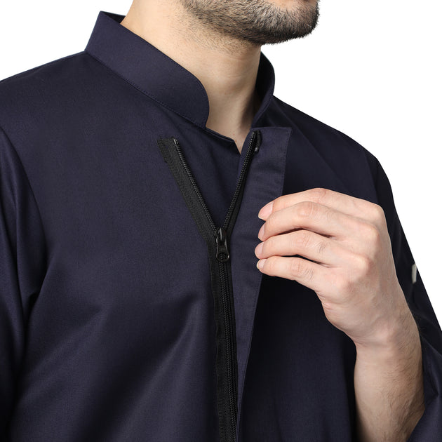 UWEARS NAVY BLUE ZIPPER CHEF COAT