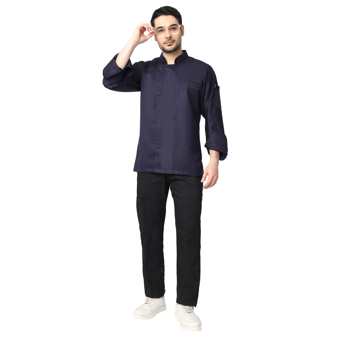 UWEARS NAVY BLUE ZIPPER CHEF COAT