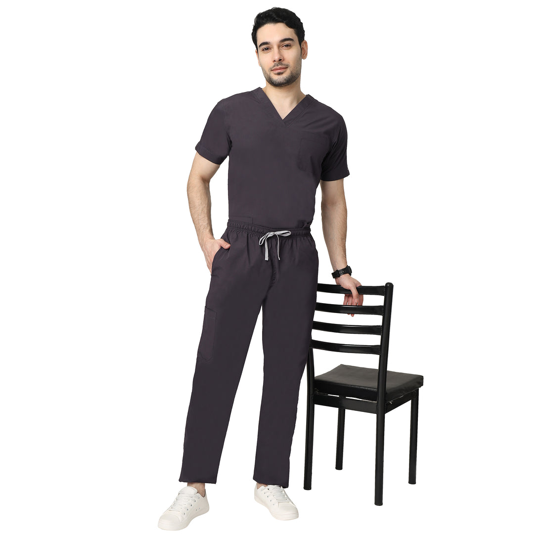 Uwears Men's Breeze Scrub Suit in Dark Grey  Colour at Cheapest Price of Rs.699