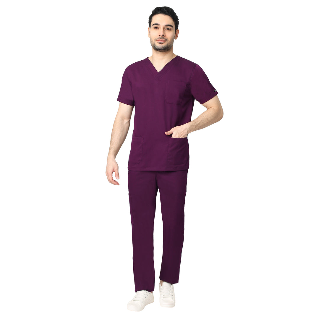 Uwears Men's Aqua 2 Way Stretch Water/Liquid Resistant Scrub Suit in Deep Purple Colour