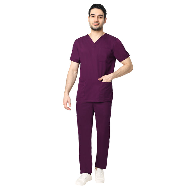 Uwears Men's Aqua 2 Way Stretch Water/Liquid Resistant Scrub Suit in Deep Purple Colour