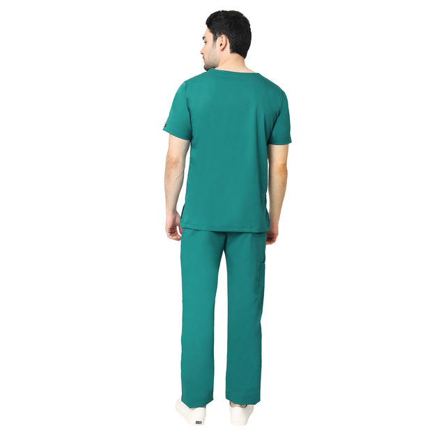 Uwears Men's Aqua 2 Way Stretch Water/Liquid Resistant Scrub Suit in Teal Green Colour