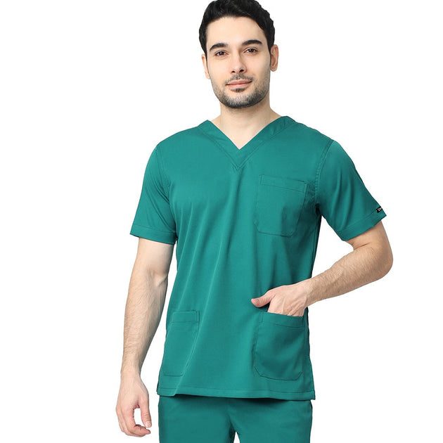 Uwears Men's Aqua 2 Way Stretch Water/Liquid Resistant Scrub Suit in Teal Green Colour