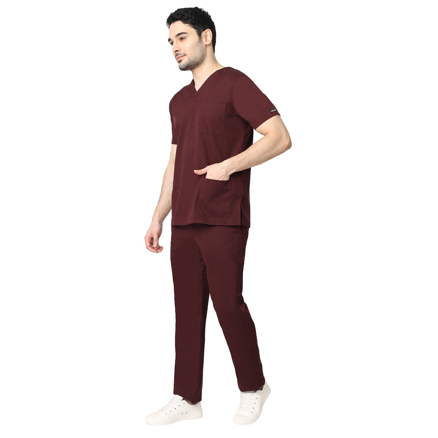 Uwears Men's Aqua 2 Way Stretch Water/Liquid Resistant Scrub Suit in Wine Colour