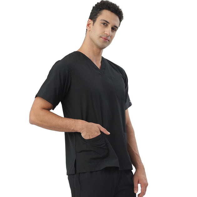 Uwears Men's Breeze Scrub Suit in Black Colour at an economical price