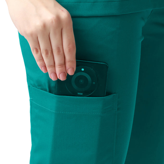 Women Teal Green 2 way Stretch Water/Liquid Repellent Scrub Suit