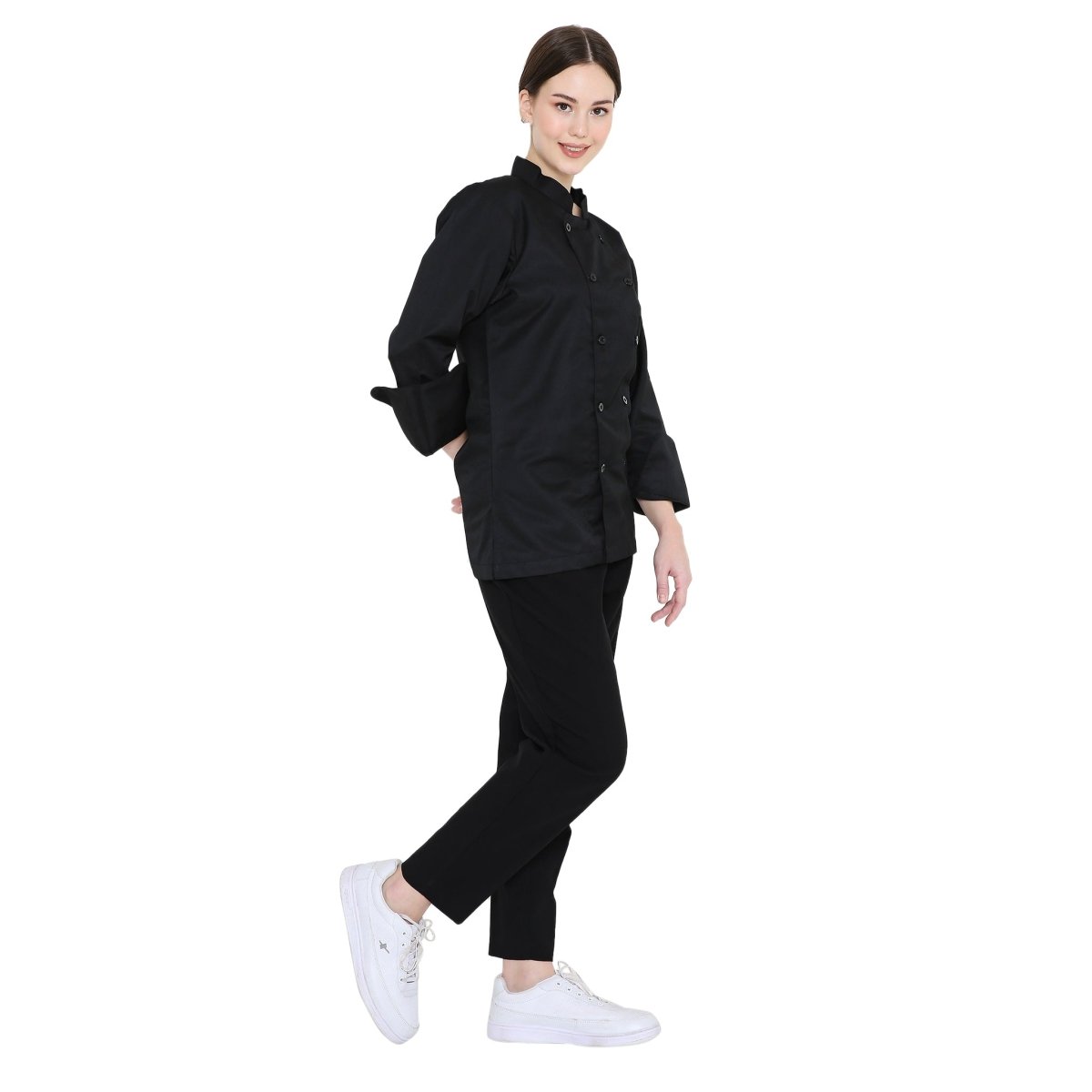 Basic Unisex Full Sleeve Chef Coat (Black) - Free Embroidery - Uwears®