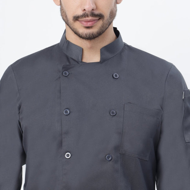 Basic Unisex Full Sleeve Chef Coat (Dark Grey) - Free Embroidery - Uwears®
