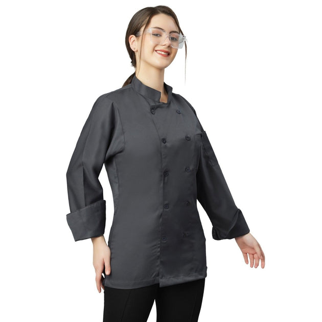 Basic Unisex Full Sleeve Chef Coat (Dark Grey) - Free Embroidery - Uwears®