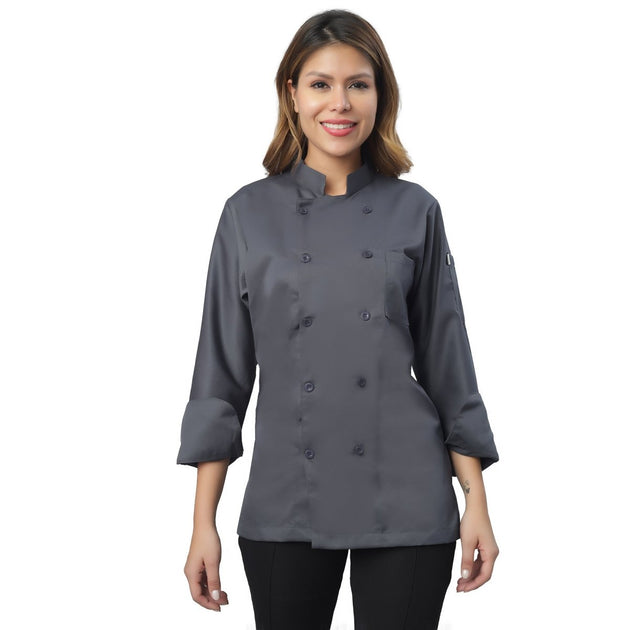 Basic Unisex Full Sleeve Chef Coat (Dark Grey) - Free Embroidery - Uwears®