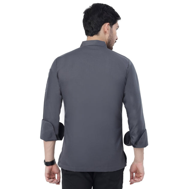 Basic Unisex Full Sleeve Chef Coat (Dark Grey) - Free Embroidery - Uwears®