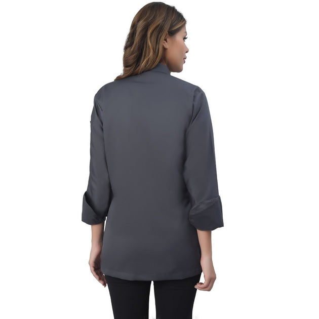 Basic Unisex Full Sleeve Chef Coat (Dark Grey) - Free Embroidery - Uwears®
