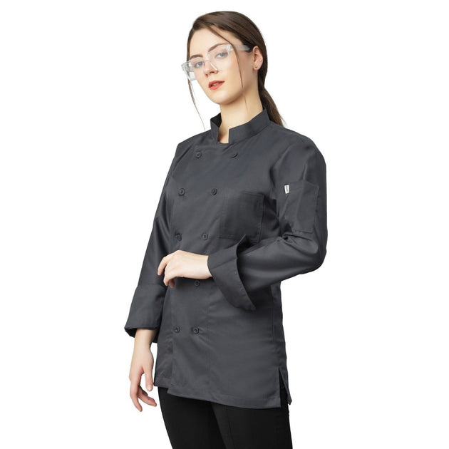Basic Unisex Full Sleeve Chef Coat (Dark Grey) - Free Embroidery - Uwears®