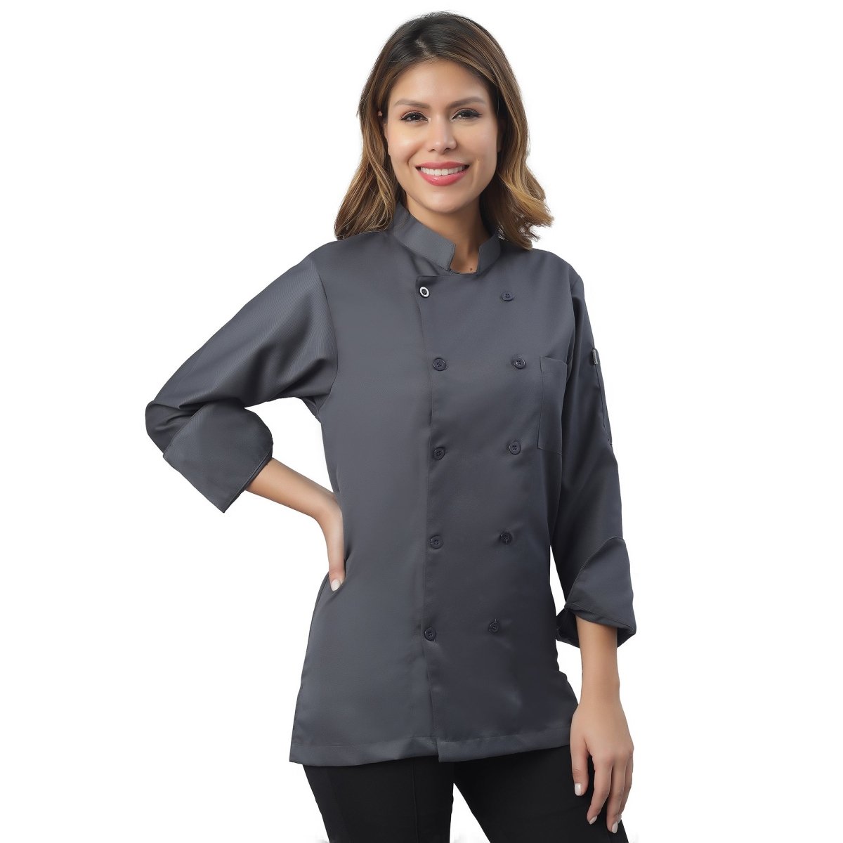 Basic Unisex Full Sleeve Chef Coat (Dark Grey) - Free Embroidery - Uwears®