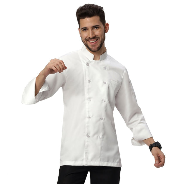 Basic Unisex Full Sleeve Chef Coat (White) - Free Embroidery - Uwears®