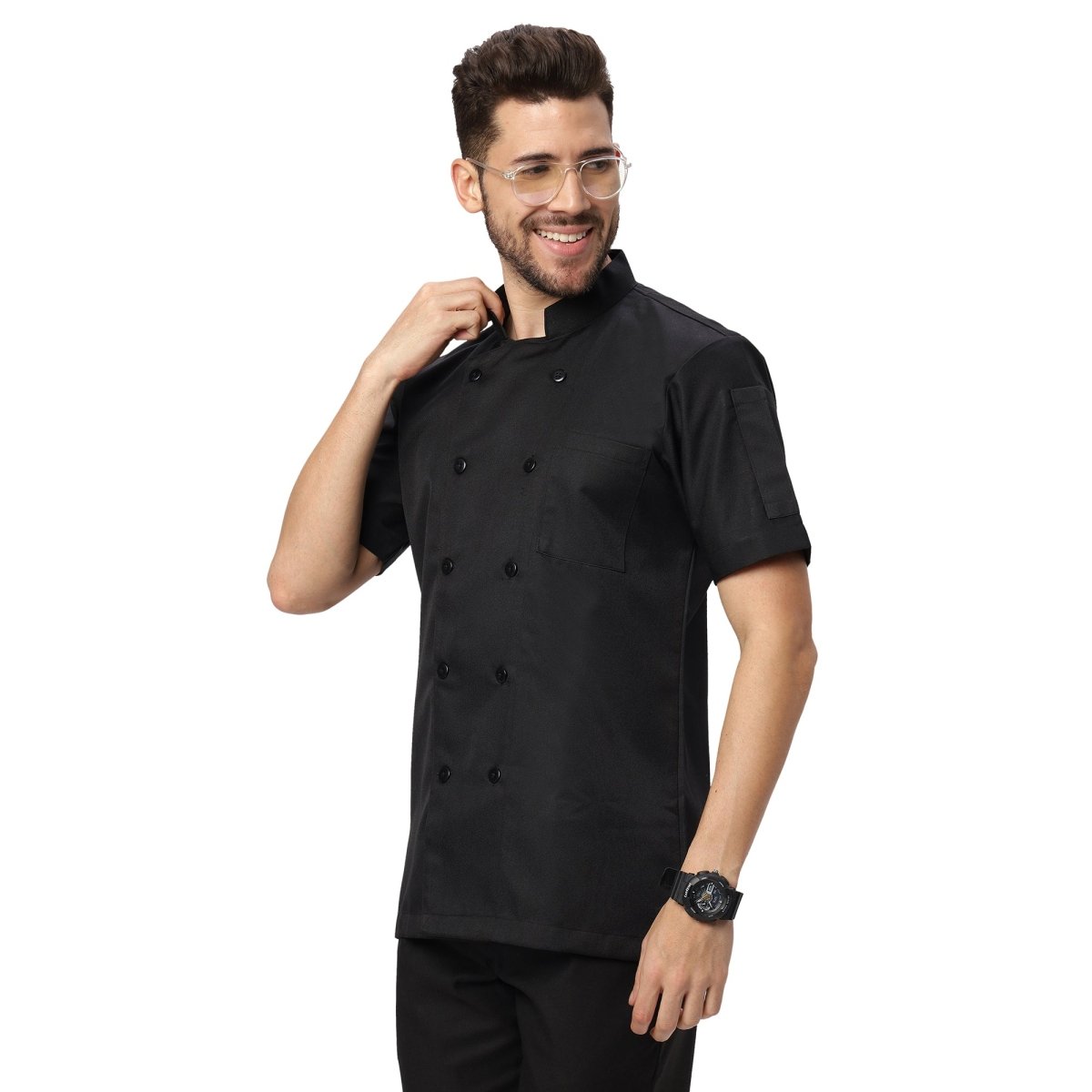 Basic Unisex Half Sleeve Chef Coat (Black) - Free Embroidery - Uwears®