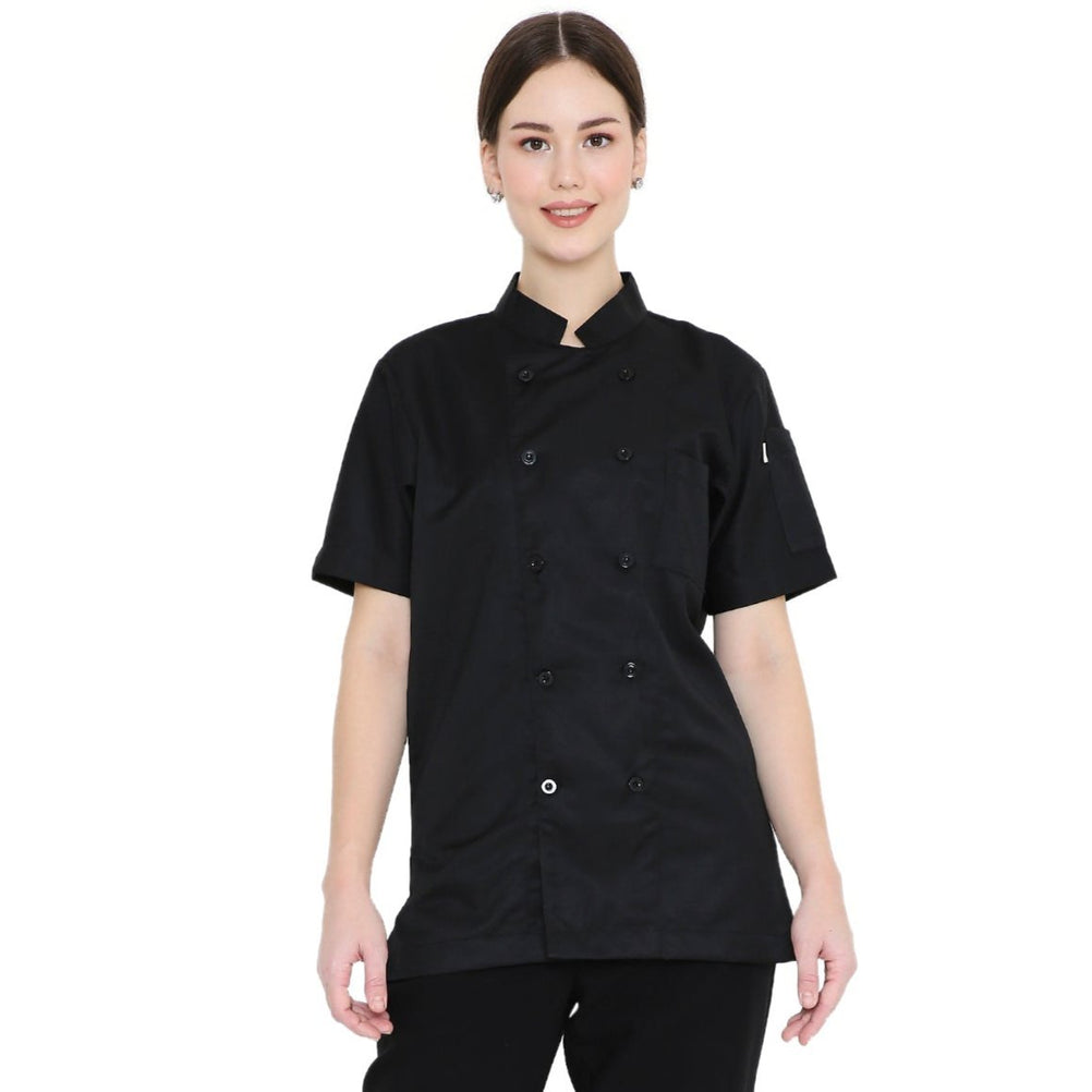 Black Unisex Chef Coat | Half Sleeve Kitchen Uniform | Uwears