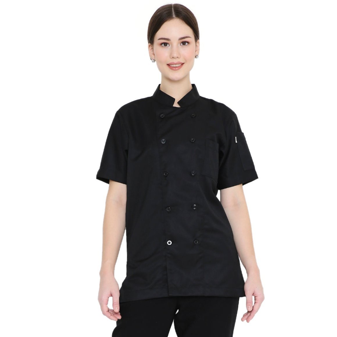 Basic Unisex Half Sleeve Chef Coat (Black) - Free Embroidery - Uwears®