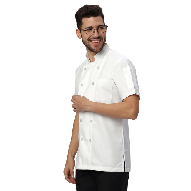 Basic Unisex Half Sleeve Chef Coat (White) - Free Embroidery - Uwears®