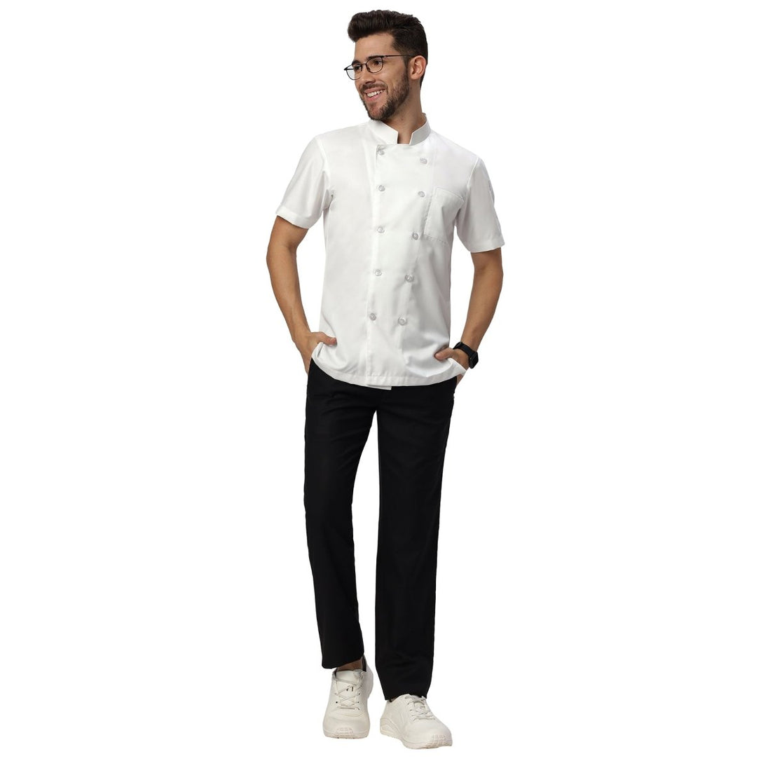 Basic Unisex Half Sleeve Chef Coat (White) - Free Embroidery - Uwears®