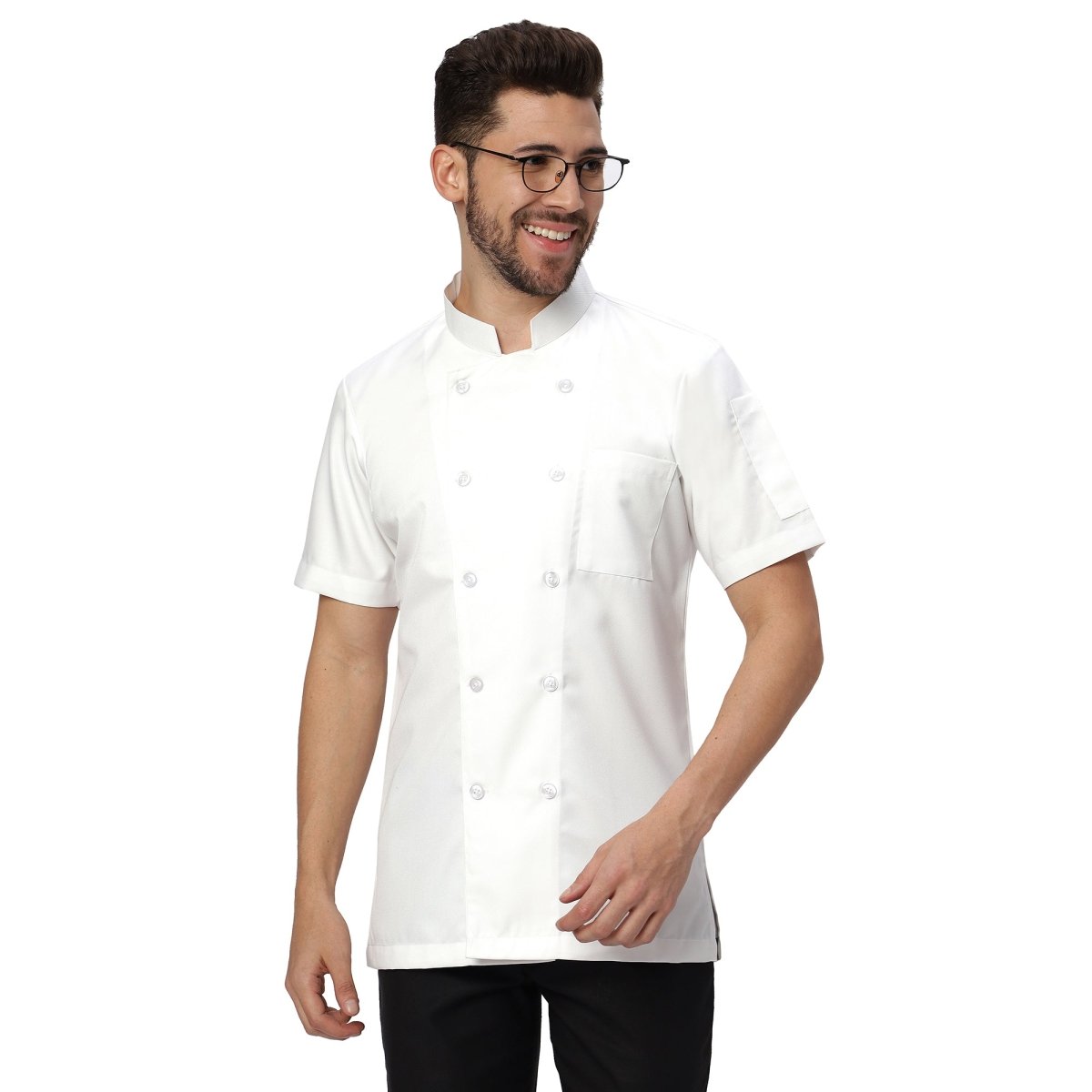 Basic Unisex Half Sleeve Chef Coat (White) - Free Embroidery - Uwears®