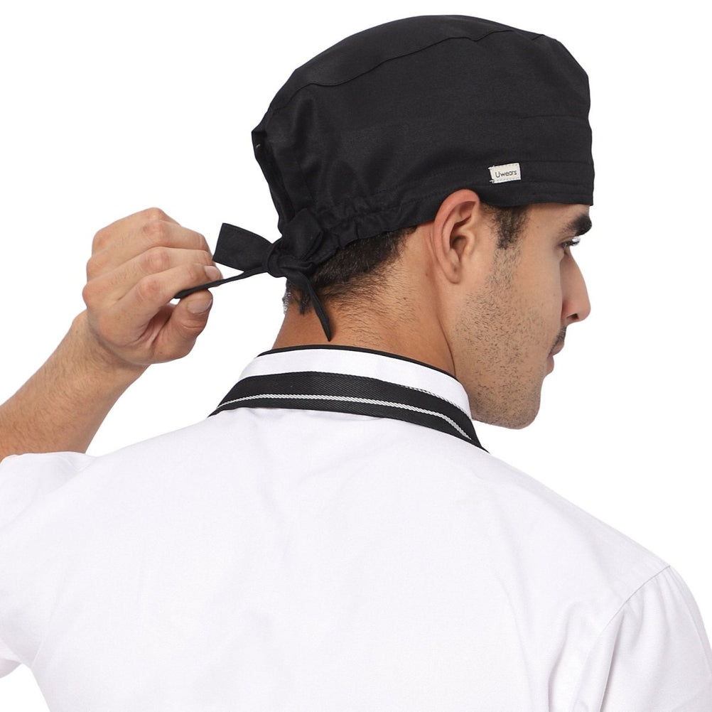 Black Cotton Chef Cap | Kitchen Uniform | Uwears