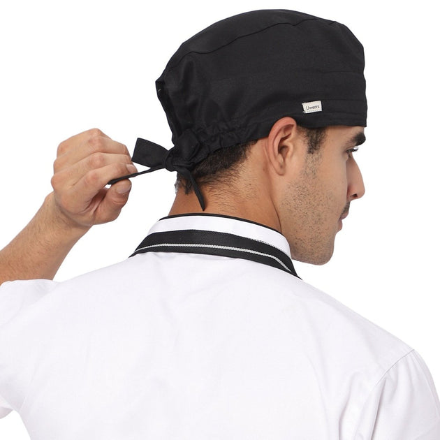 Black Chef Cap Cotton (Free Embroidery) - Uwears®
