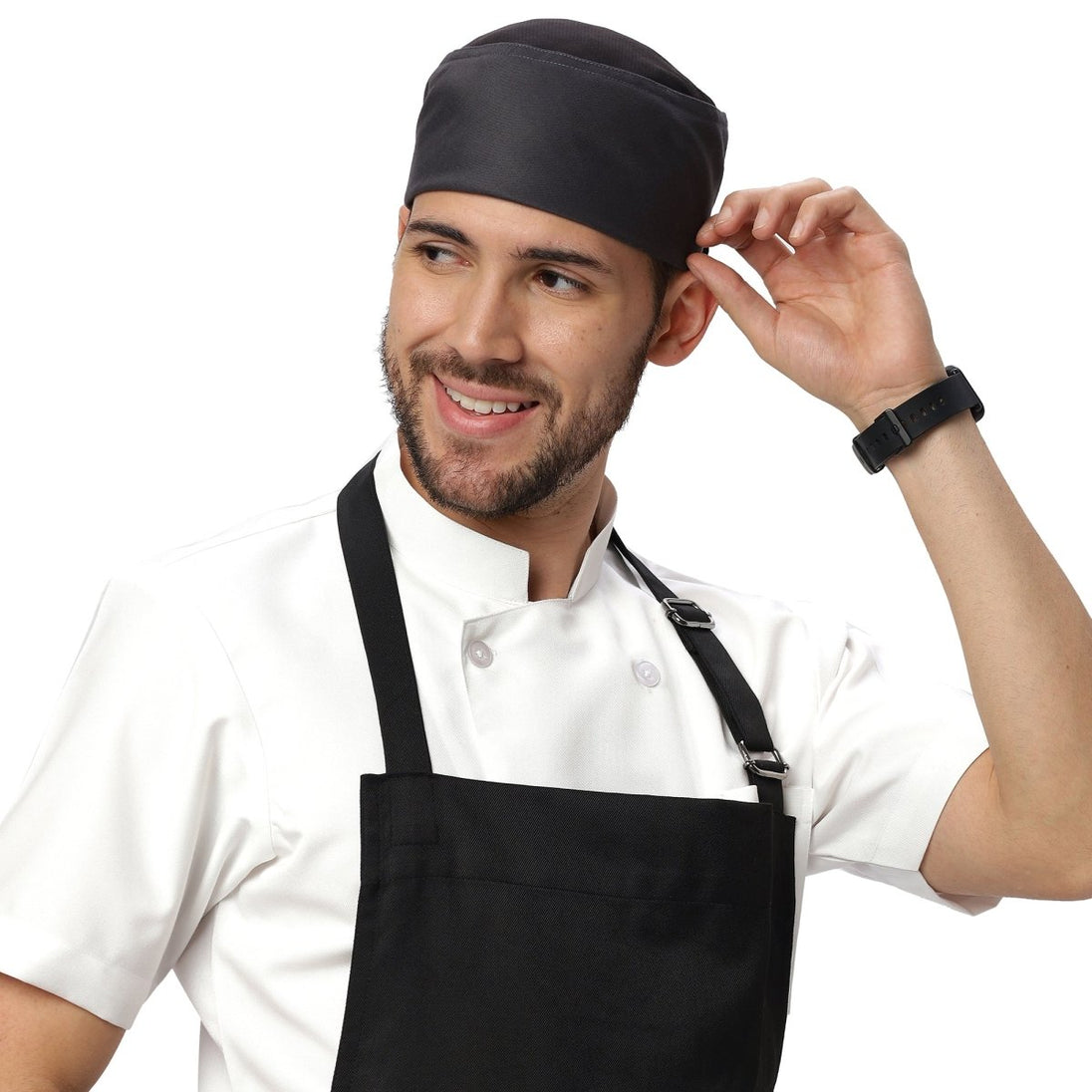 Black Mesh Chef Cap Cotton (Free Embroidery) - Uwears®