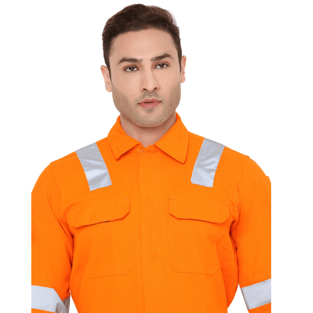 Boiler Suit Coverall with Reflective Tape 240GSM, 100% cotton - Uwears®