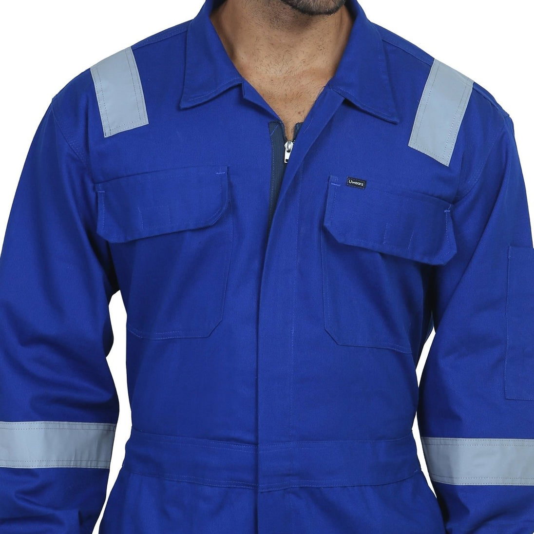 Boiler Suit Coverall with Reflective Tape 240GSM, 100% cotton - Uwears®