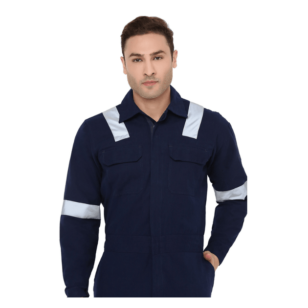 Boiler Suit Coverall with Reflective Tape 240GSM, 100% cotton - Uwears®