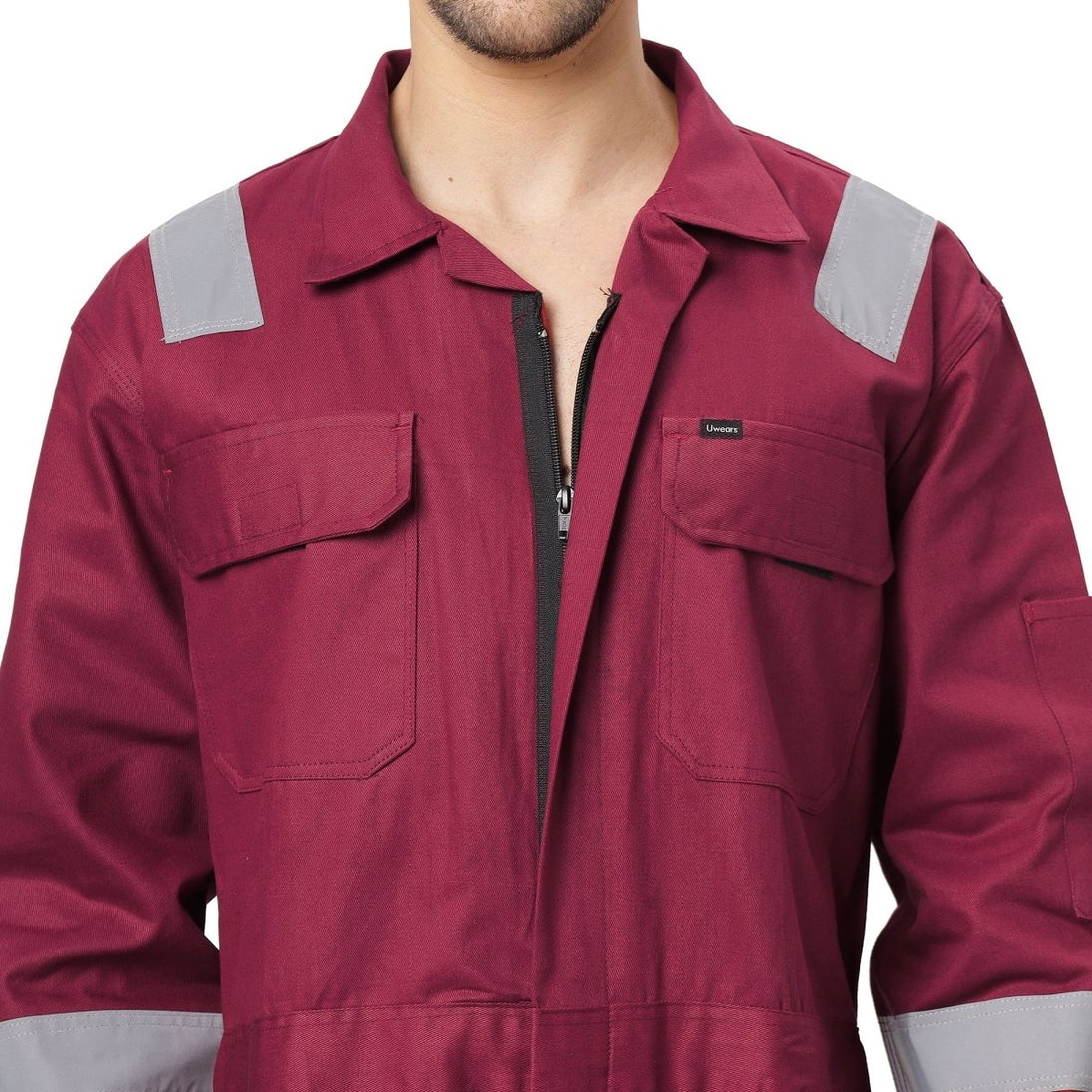Boiler Suit Coverall with Reflective Tape 240GSM, 100% cotton - Uwears®